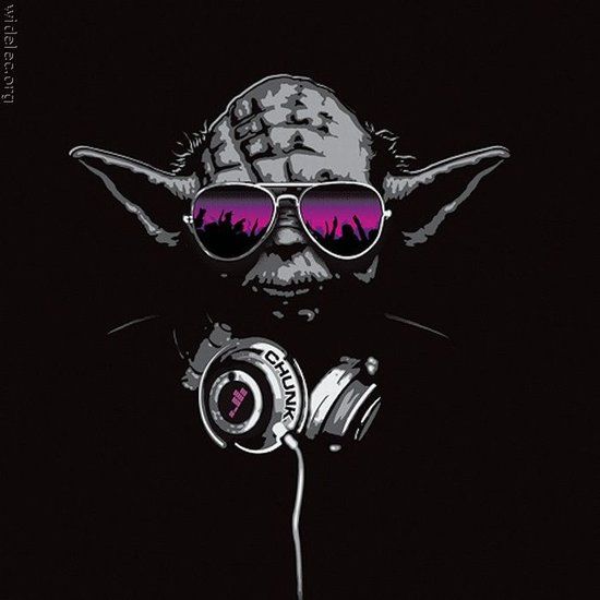 Yoda with Headphones and Sunglasses